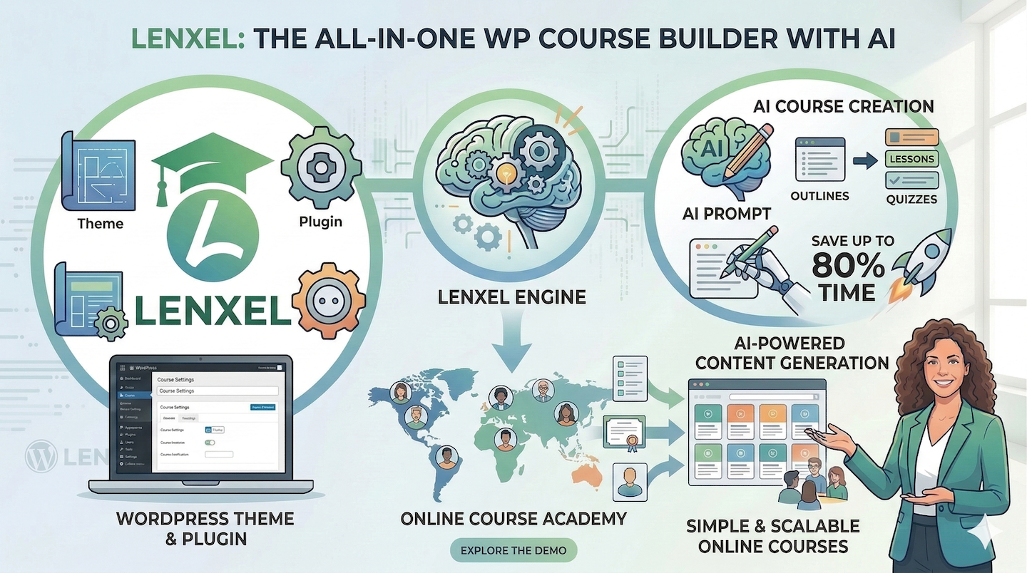 Lenxel LMS: The Ultimate WordPress Plugin and Theme Framework  for Building Online Courses